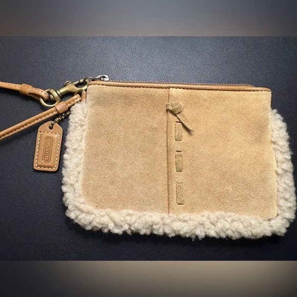 Coach Handbags - Coach Y2K Shearling Suede Wristlet